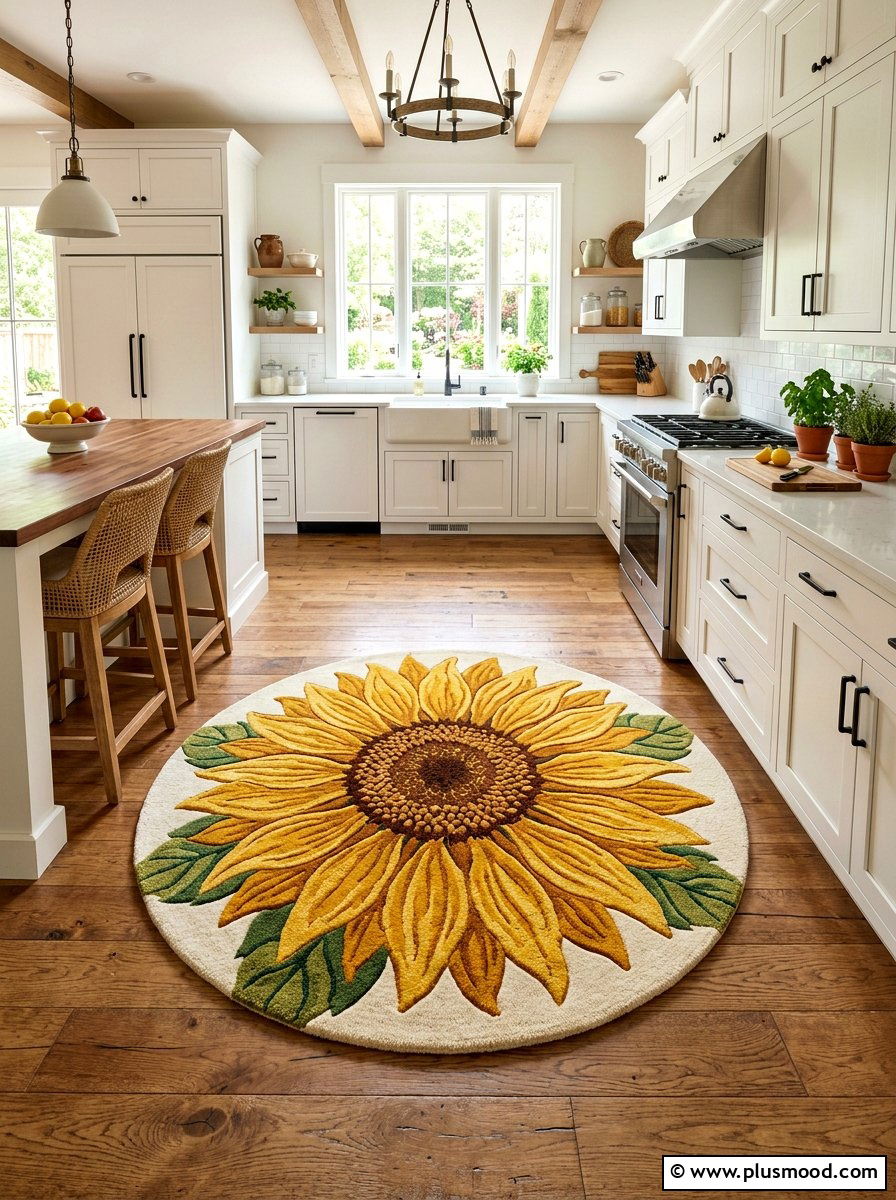 Sunflower Area Rug - 25 summer kitchen decor ideas with sunflowers