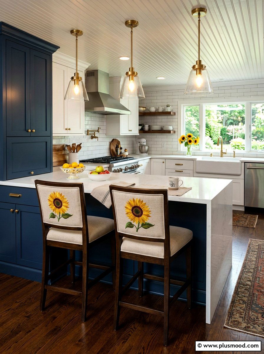 Sunflower Bar Stool - 25 summer kitchen decor ideas with sunflowers