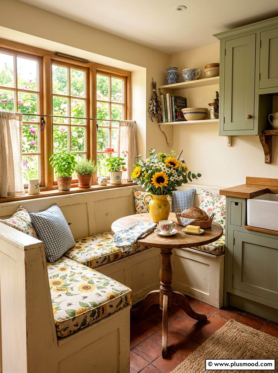 Sunflower Breakfast Nook - 25 summer kitchen decor ideas with sunflowers