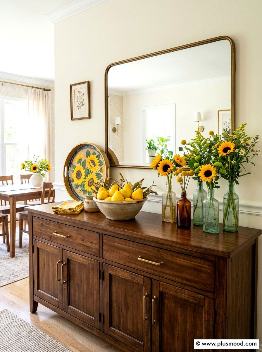 Sunflower Buffet Sideboard - 25 late summer sunflower decor ideas