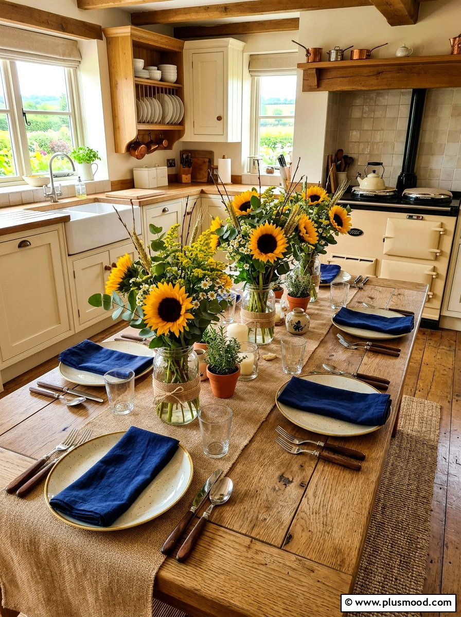 Sunflower Country Style Table - 25 summer tablescape ideas