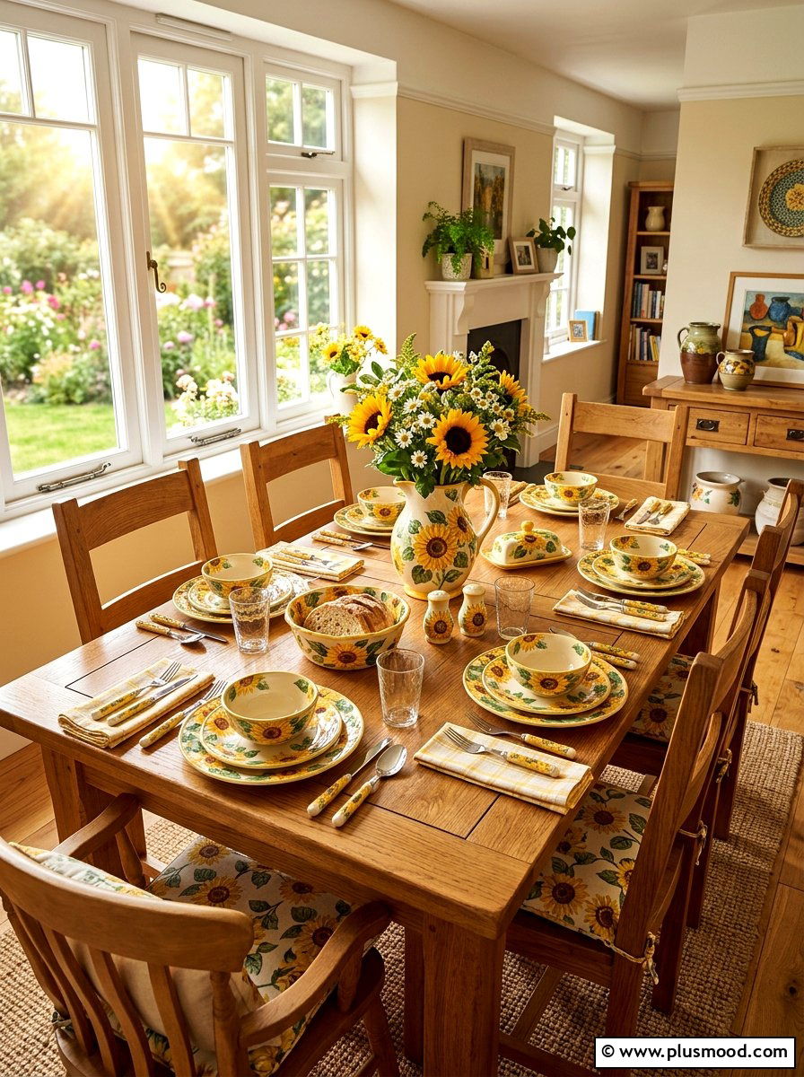 Sunflower Dining Set - 25 summer kitchen decor ideas with sunflowers