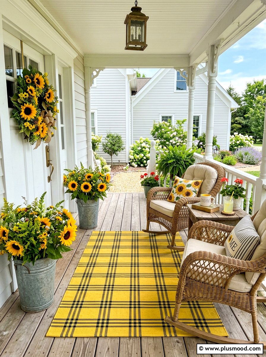 Sunflower Front Porch - 25 late summer sunflower decor ideas