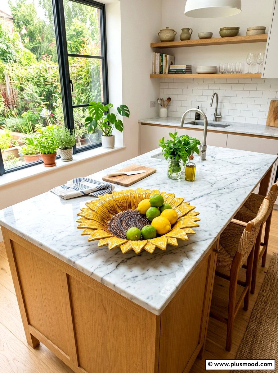 Sunflower Fruit Bowl - 25 summer kitchen decor ideas with sunflowers