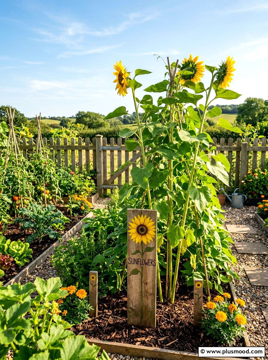 Sunflower Garden Marker - 25 painted rock ideas with name labels