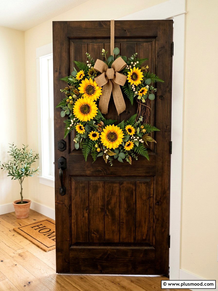 Sunflower Garden Wreath - 25 summer wreath ideas for front door