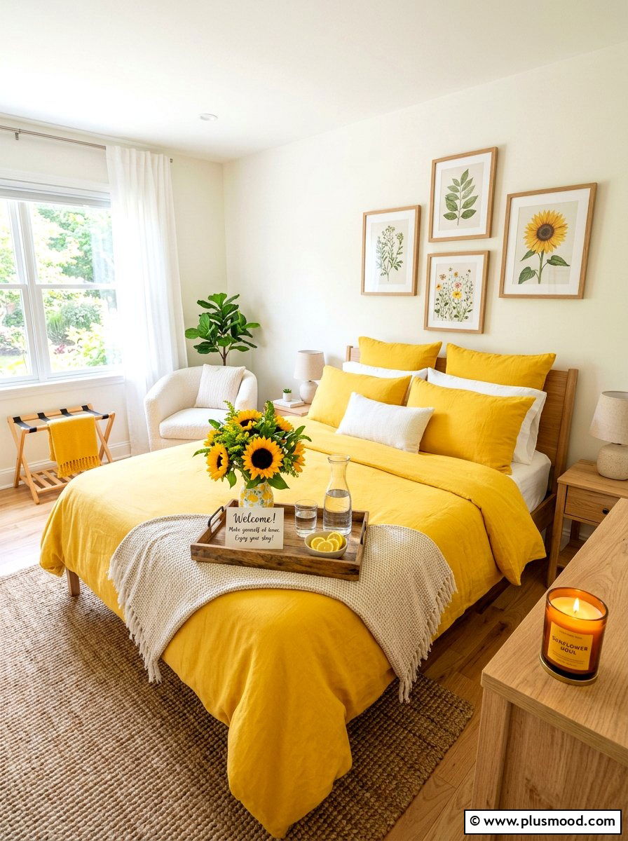 Sunflower Guest Room - 25 late summer sunflower decor ideas