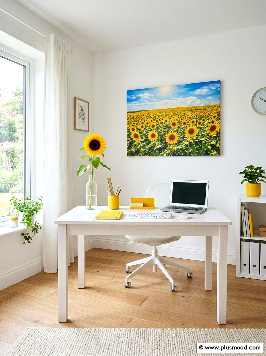 Sunflower Home Office - 25 late summer sunflower decor ideas