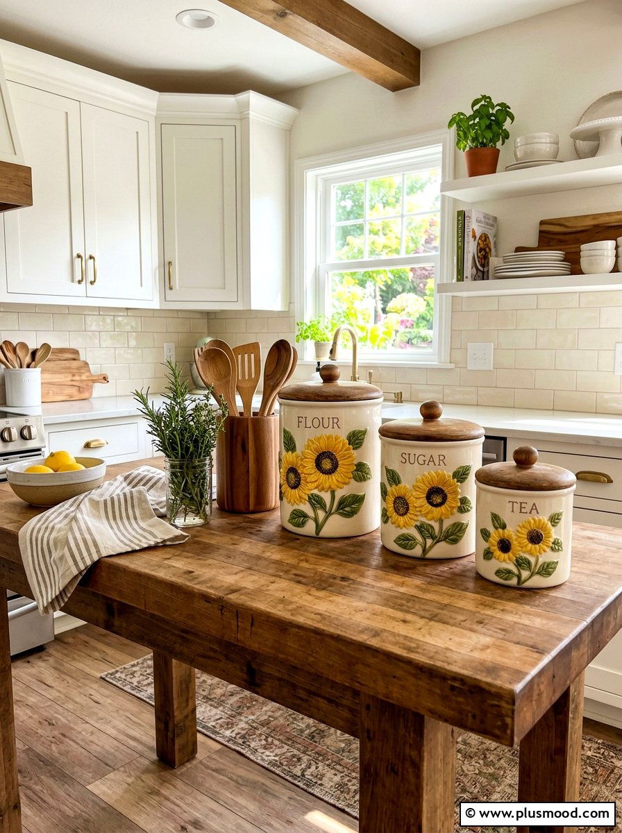 Sunflower Kitchen Canisters - 25 summer kitchen decor ideas with sunflowers