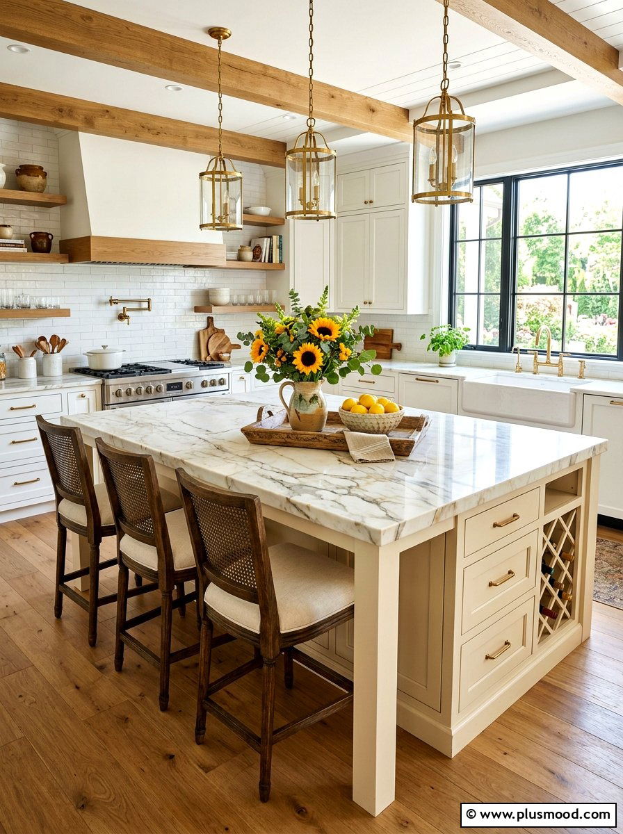 Sunflower Kitchen Island - 25 summer kitchen decor ideas with sunflowers