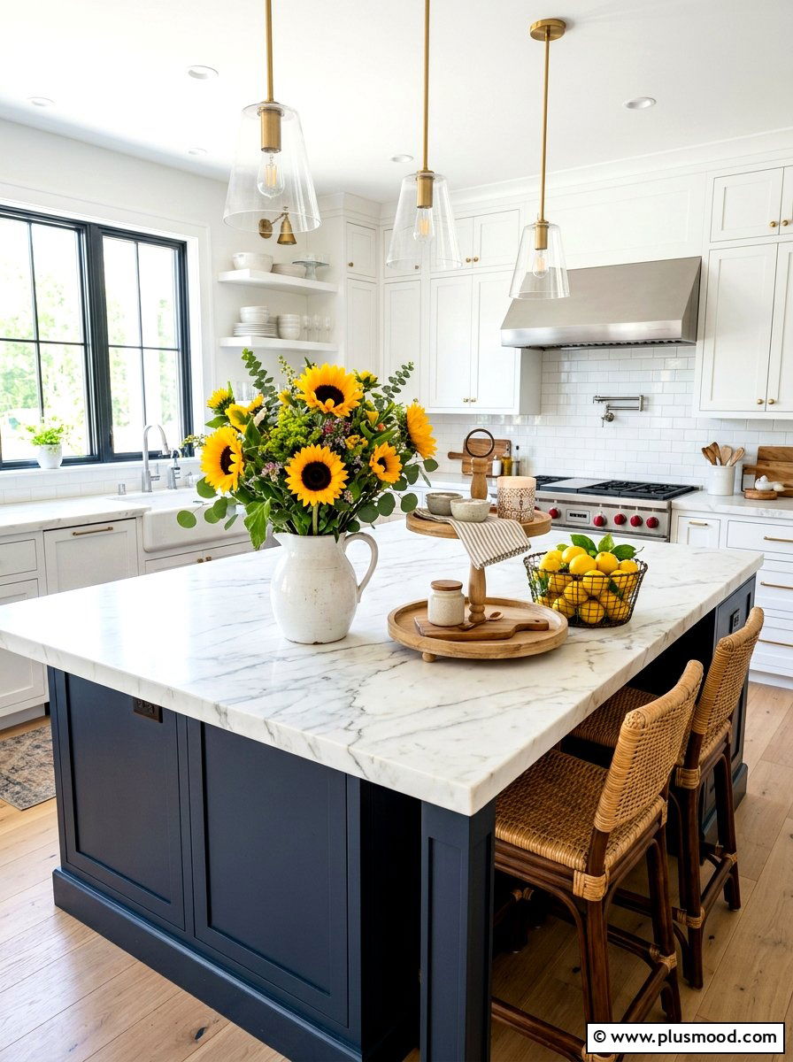Sunflower Kitchen Island - 25 late summer sunflower decor ideas