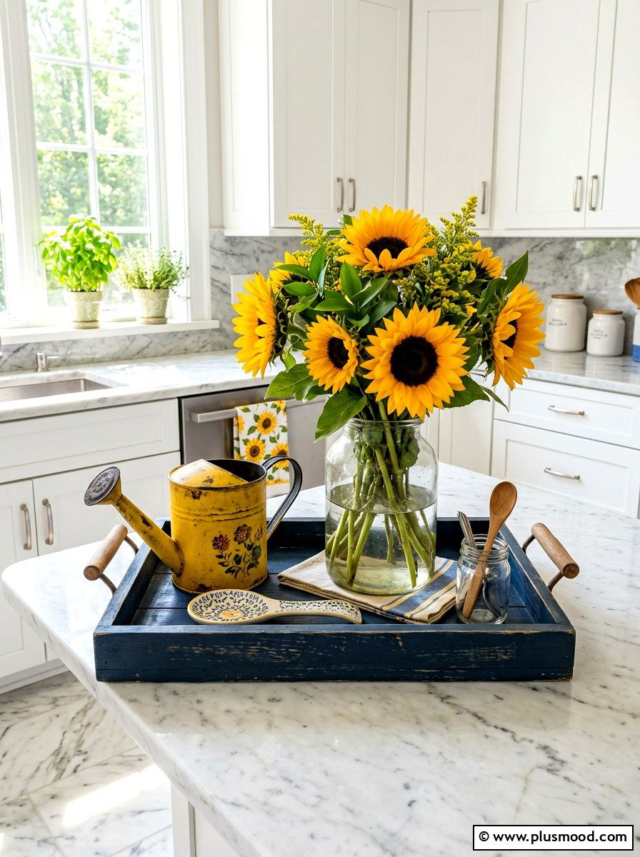 Sunflower Kitchen Tray - 25 summer kitchen tray decor ideas