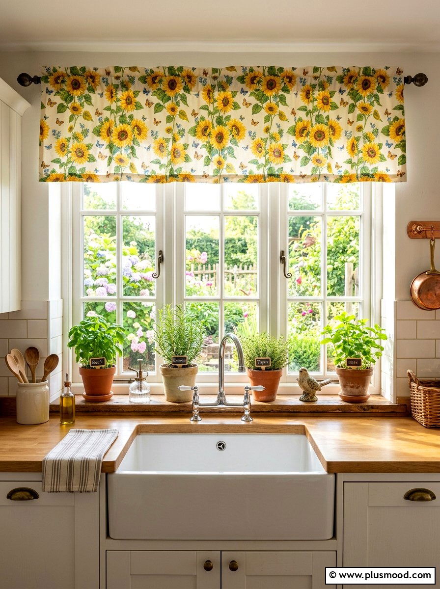 Sunflower Kitchen Valance - 25 summer kitchen decor ideas with sunflowers