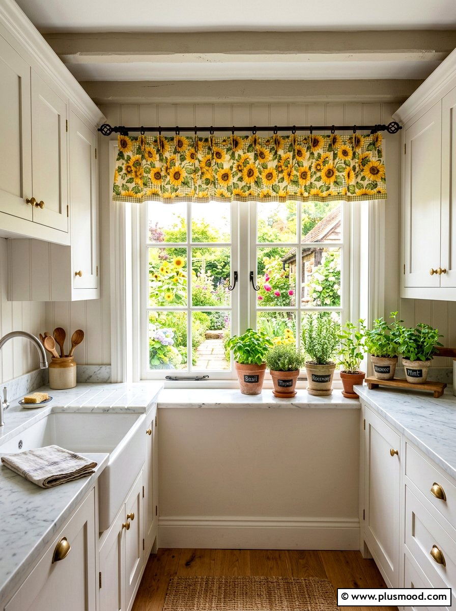 Sunflower Kitchen Window Valance - 25 summer sunflower decor ideas