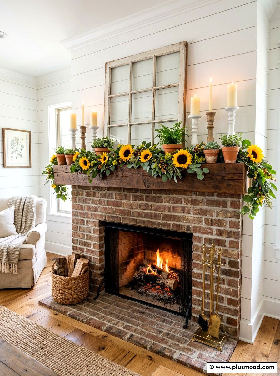 Sunflower Living Room Mantel - 25 late summer sunflower decor ideas