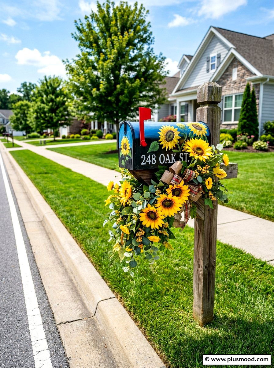 Sunflower Mailbox Floral Arrangement - 25 summer sunflower decor ideas