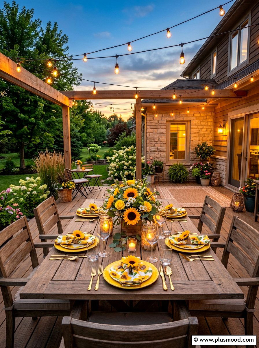Sunflower Outdoor Dining Tablescape - 25 summer sunflower decor ideas