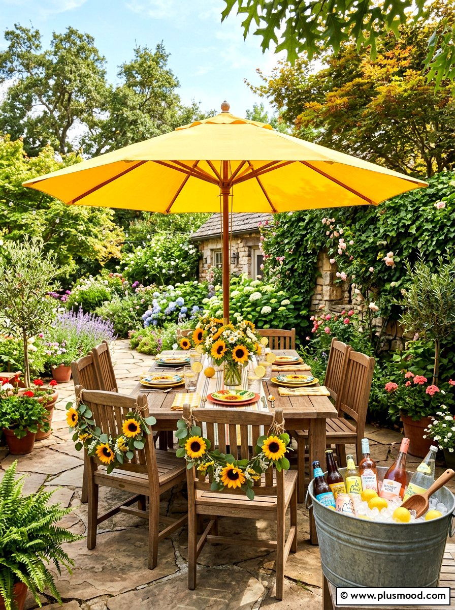 Sunflower Outdoor Dining - 25 late summer sunflower decor ideas