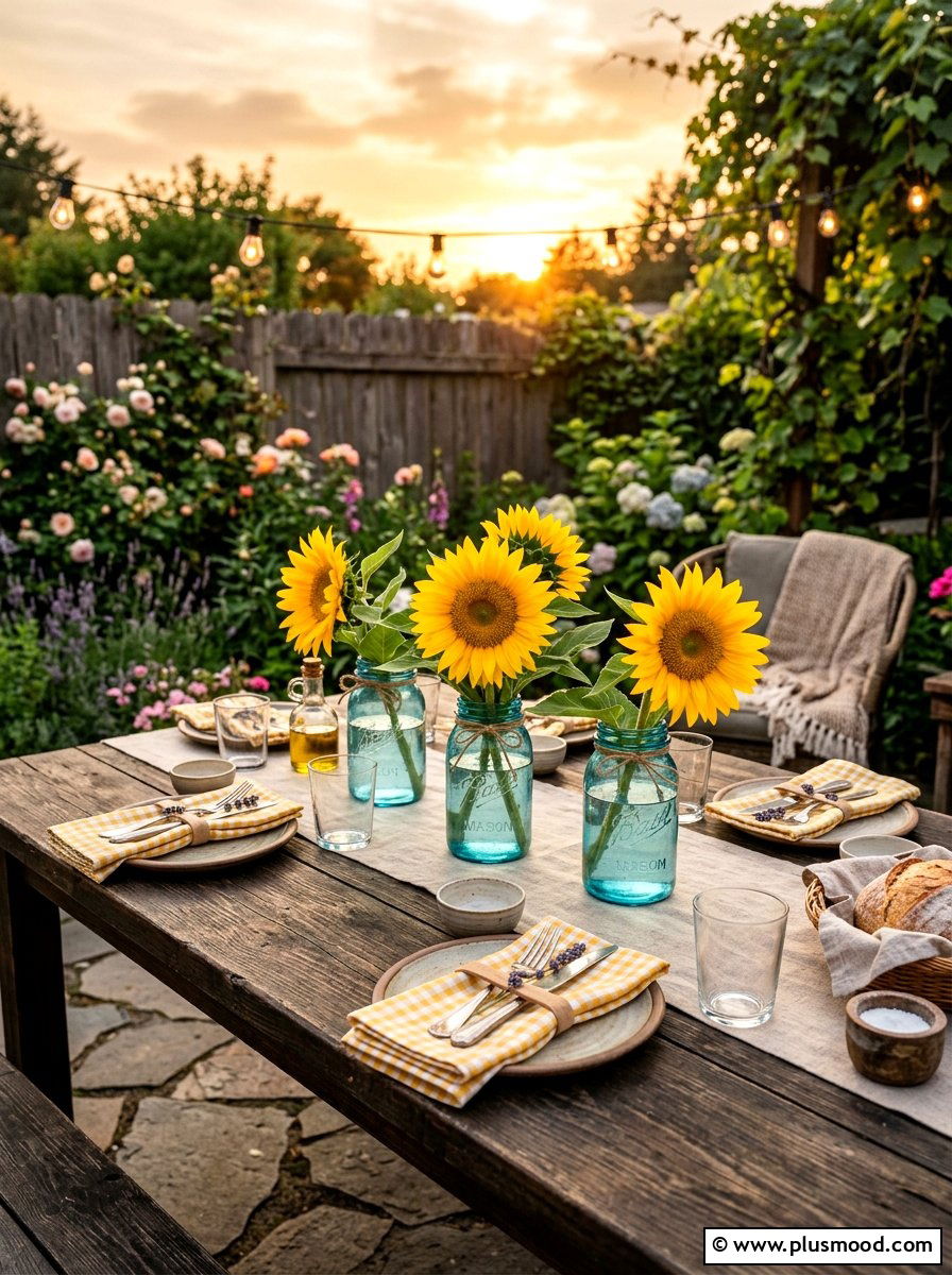 Sunflower Outdoor Table - 25 summer outdoor table decor ideas