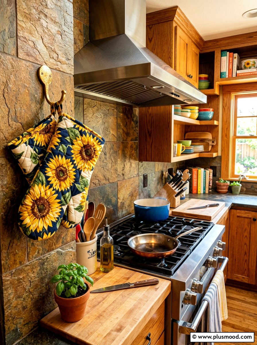 Sunflower Oven Mitts - 25 summer kitchen decor ideas with sunflowers