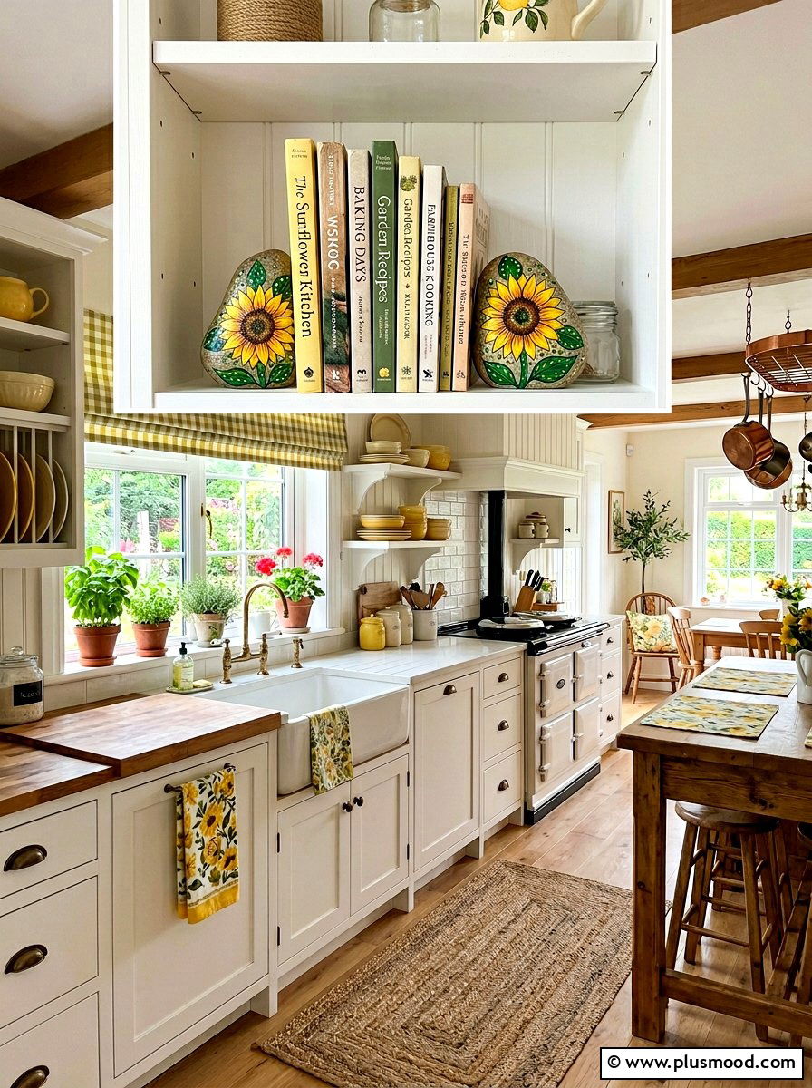 Sunflower Painted Stone - 25 painted rock ideas for bookend decor