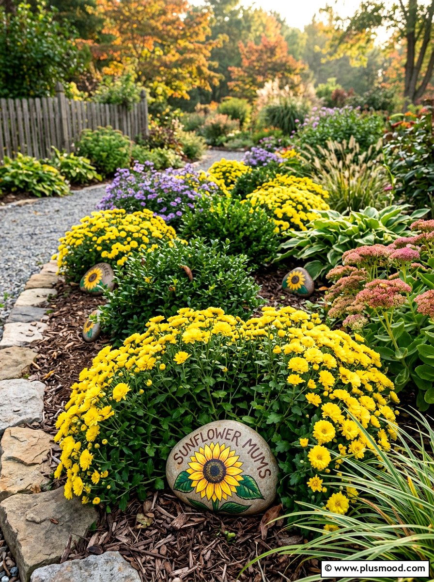 Sunflower Painted Stones - 25 painted rock ideas for fall decor