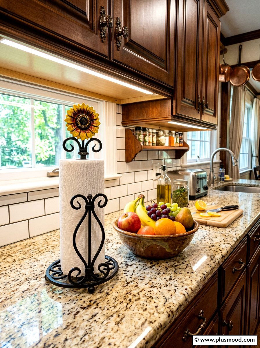 Sunflower Paper Towel Holder - 25 summer kitchen decor ideas with sunflowers