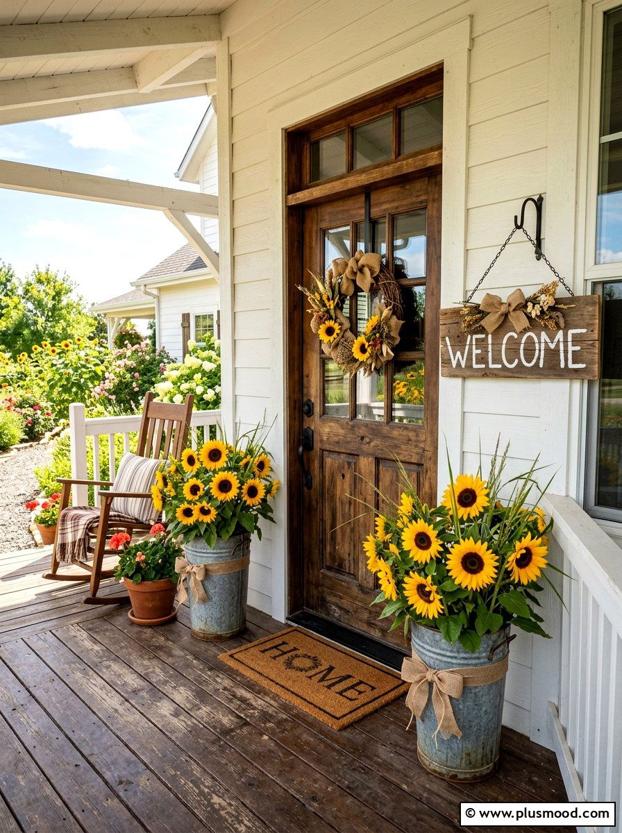 Sunflower Porch Decor - 25 summer colorful front porch ideas