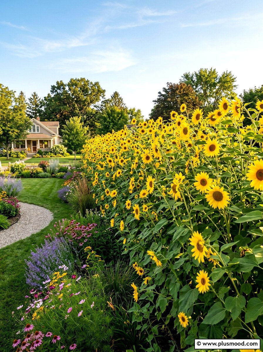Sunflower Privacy Fence - 25 summer sunflower garden ideas