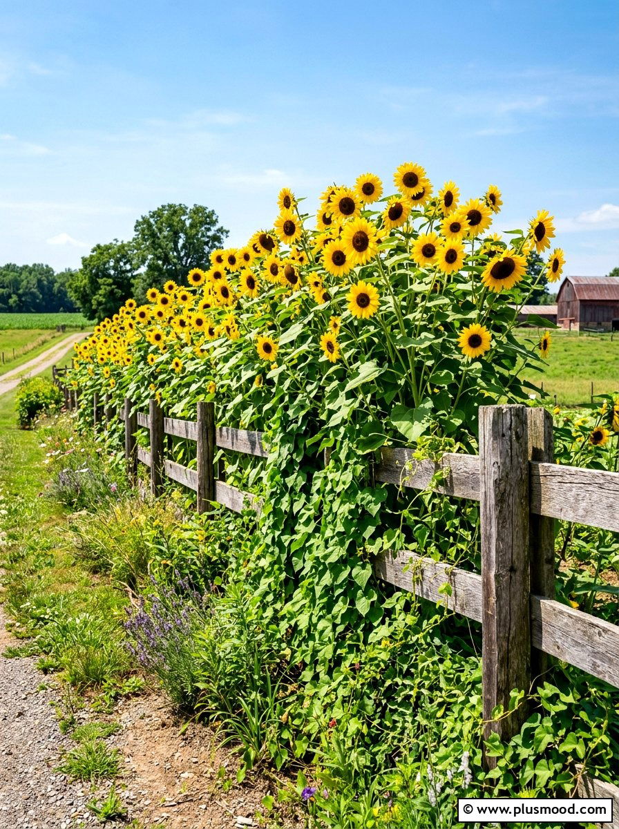 Sunflower Privacy Screen - 25 summer butterfly garden ideas