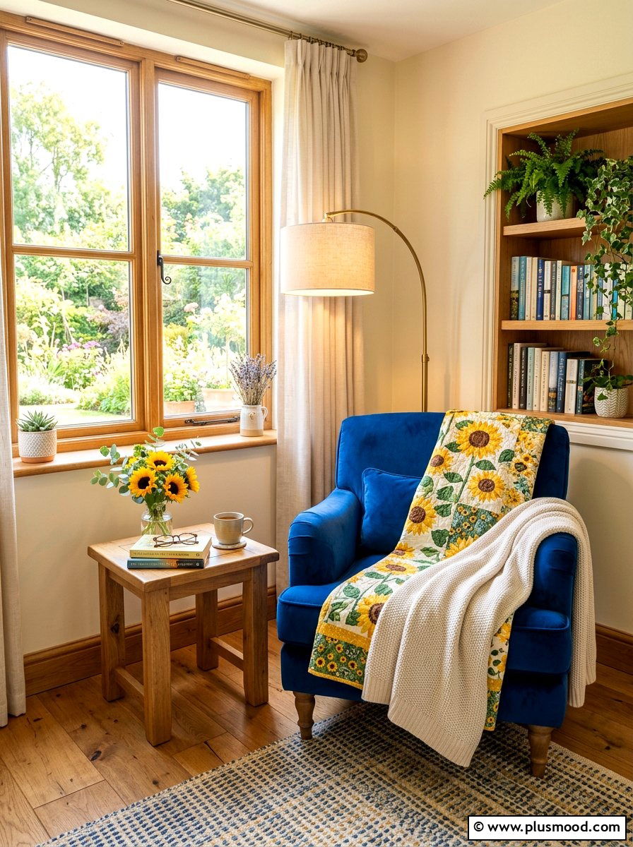 Sunflower Reading Nook - 25 late summer sunflower decor ideas
