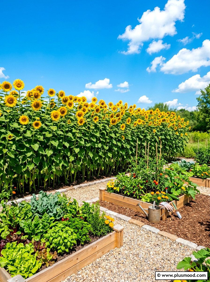 Sunflower Screen - 25 summer pollinator landscaping ideas