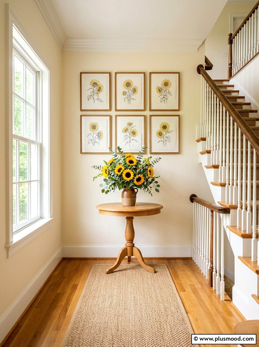 Sunflower Staircase Landing - 25 late summer sunflower decor ideas