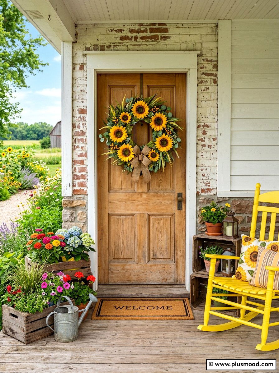 Sunflower Summer Door Decor - 25 summer door decor ideas for summer