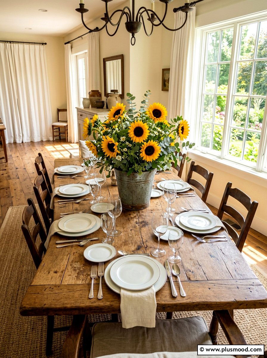 Sunflower Table Centerpiece - 25 summer kitchen decor ideas with sunflowers
