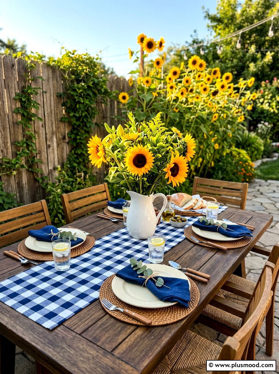 Sunflower Table Setting - 25 summer tablescape ideas for outdoor dining