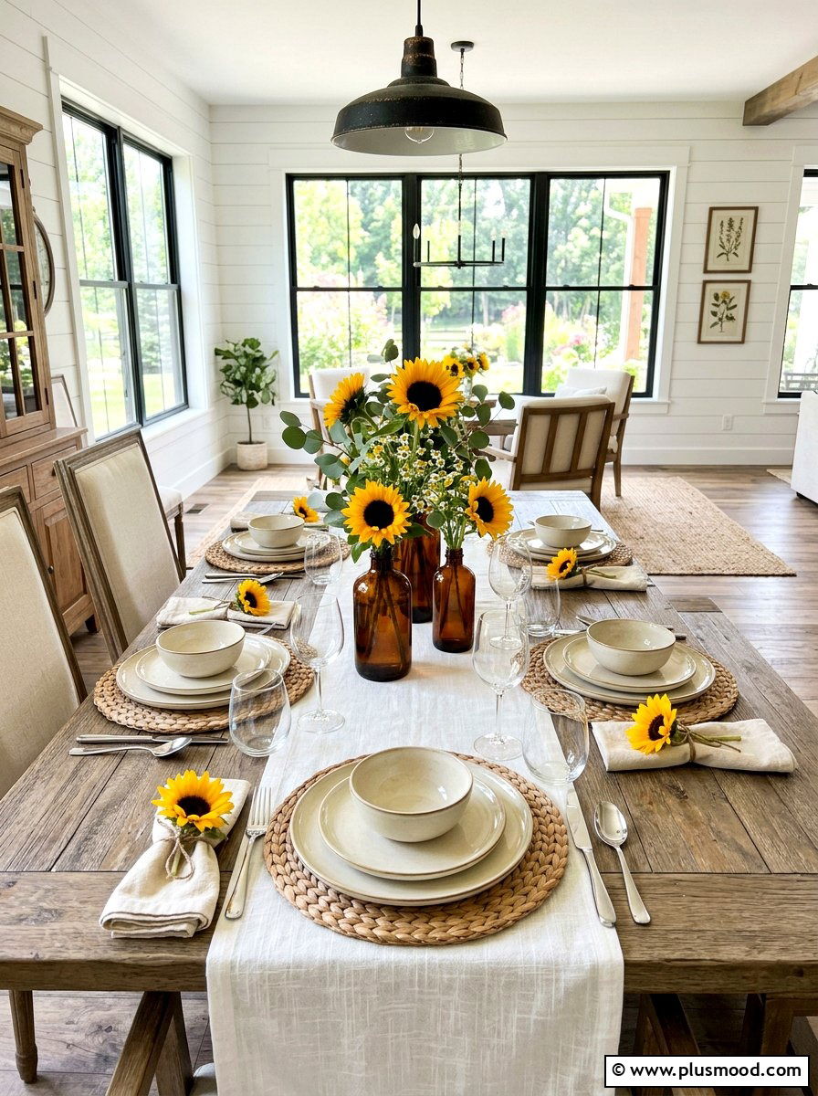 Sunflower Table Setting - 25 last days of summer decor ideas