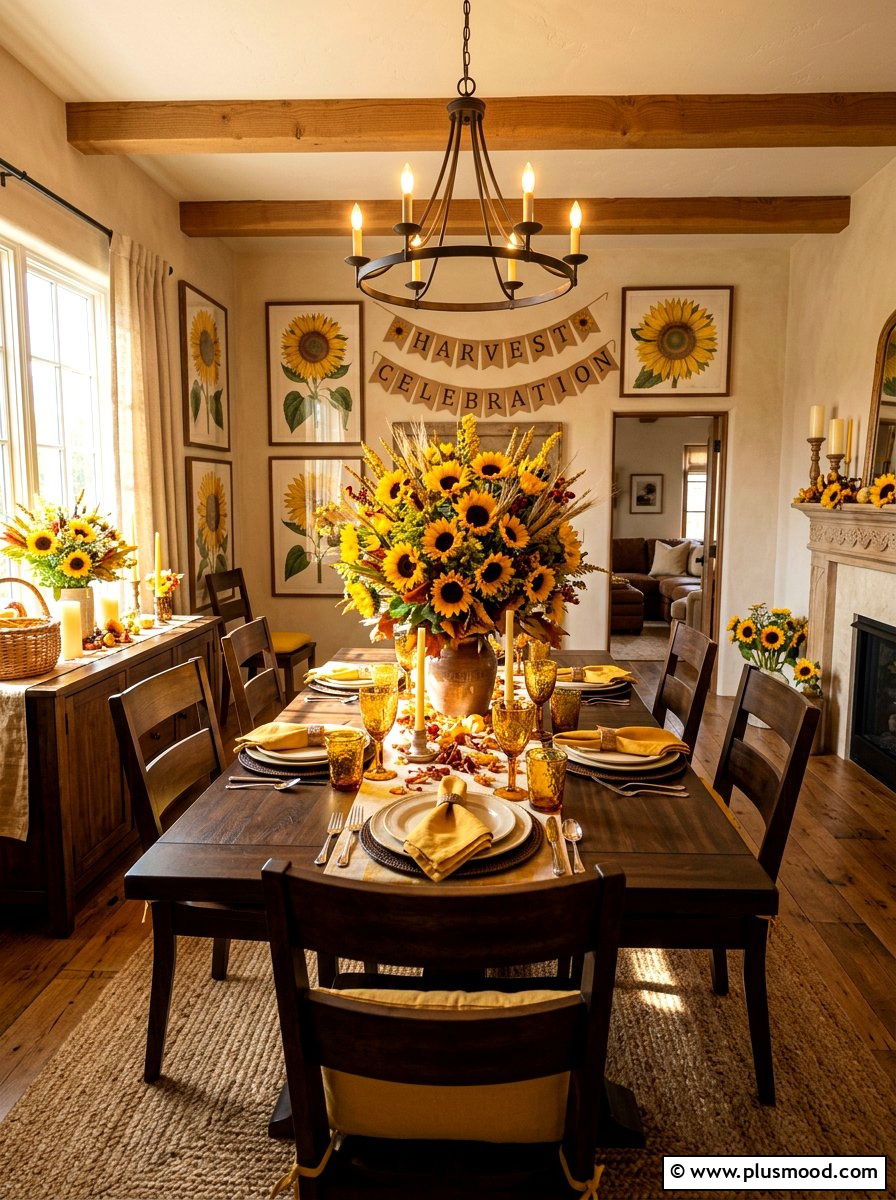 Sunflower Themed Dining Room - 25 late summer dining room ideas