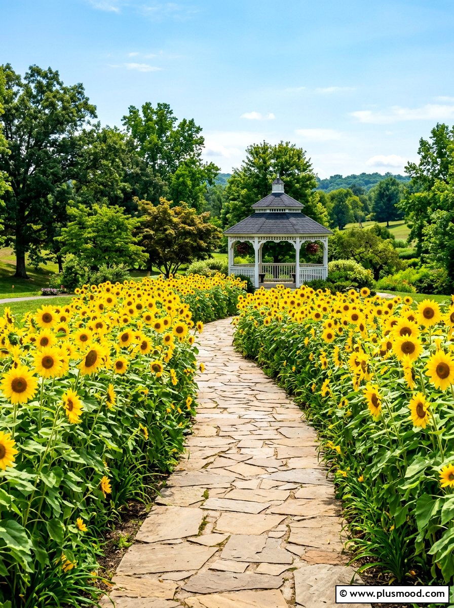 Sunflower Walkway - 25 summer sunflower garden ideas