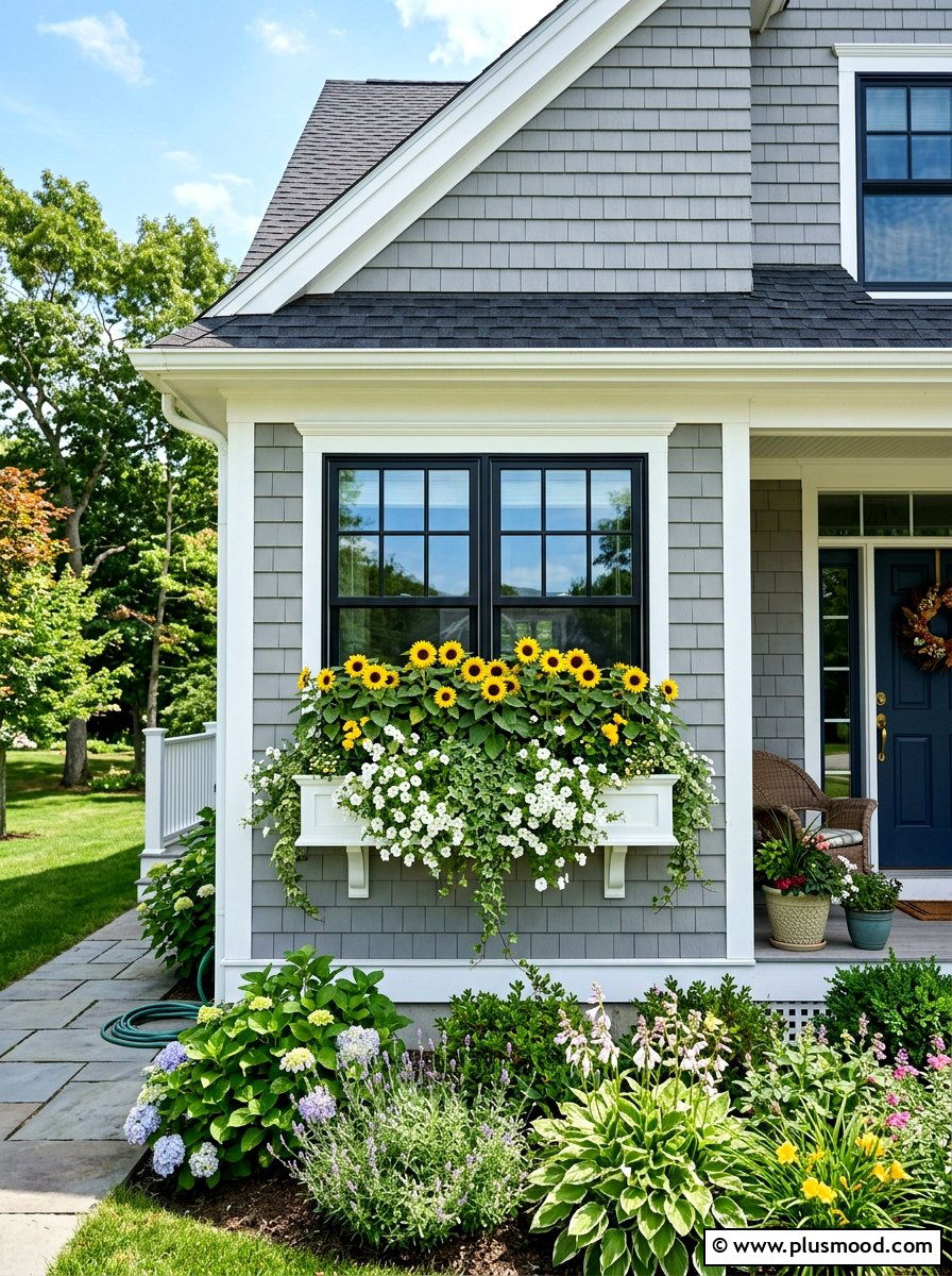 Sunflower Window Box - 25 late summer sunflower decor ideas