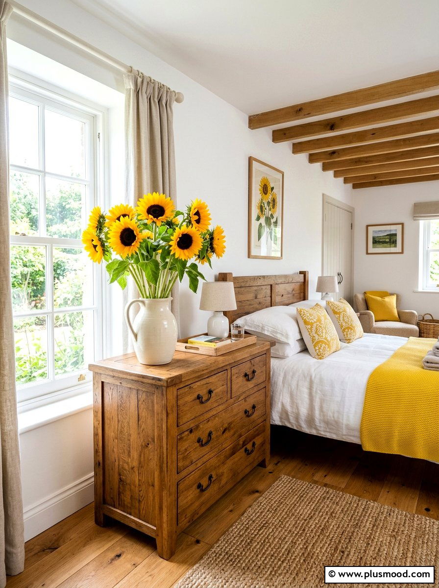 Sunflower bedroom arrangement - 25 summer flower decor ideas for bedroom