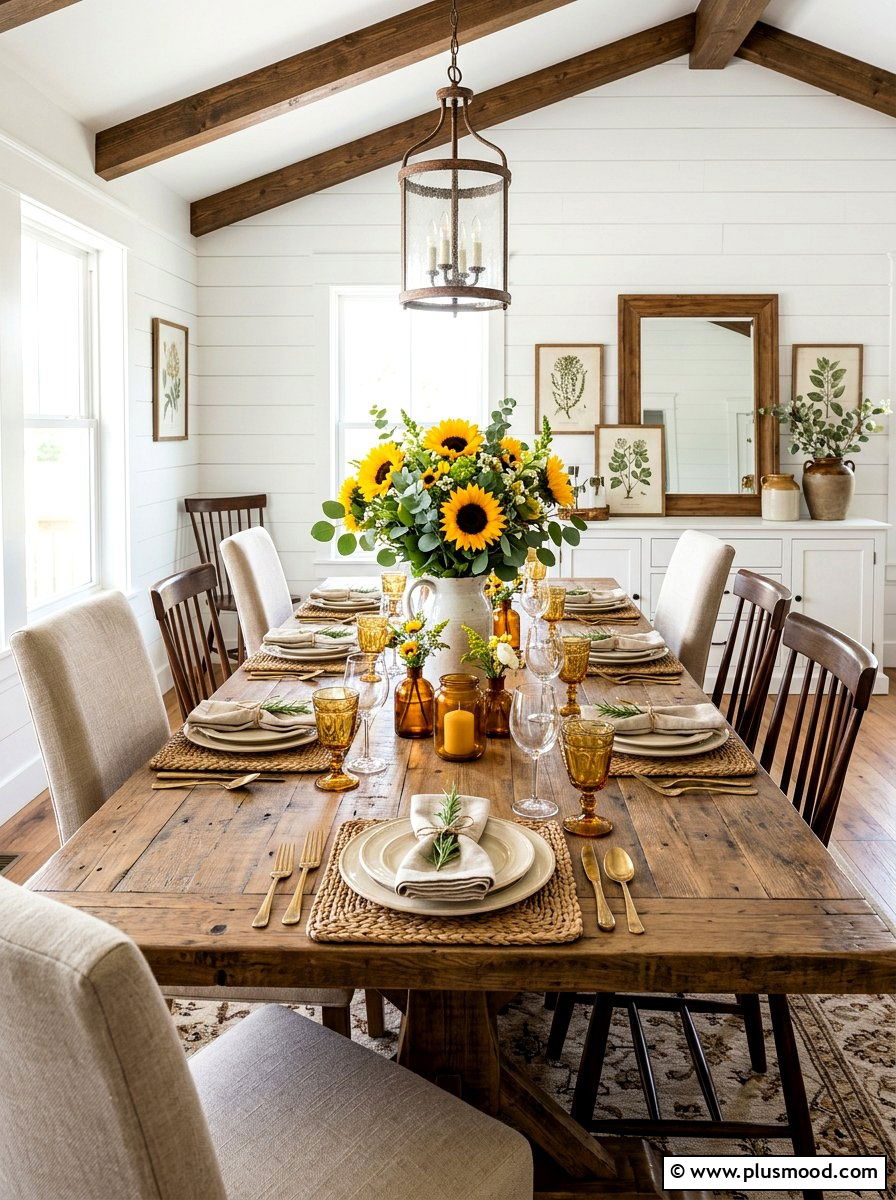 Sunflower dining room - 25 late summer decor ideas