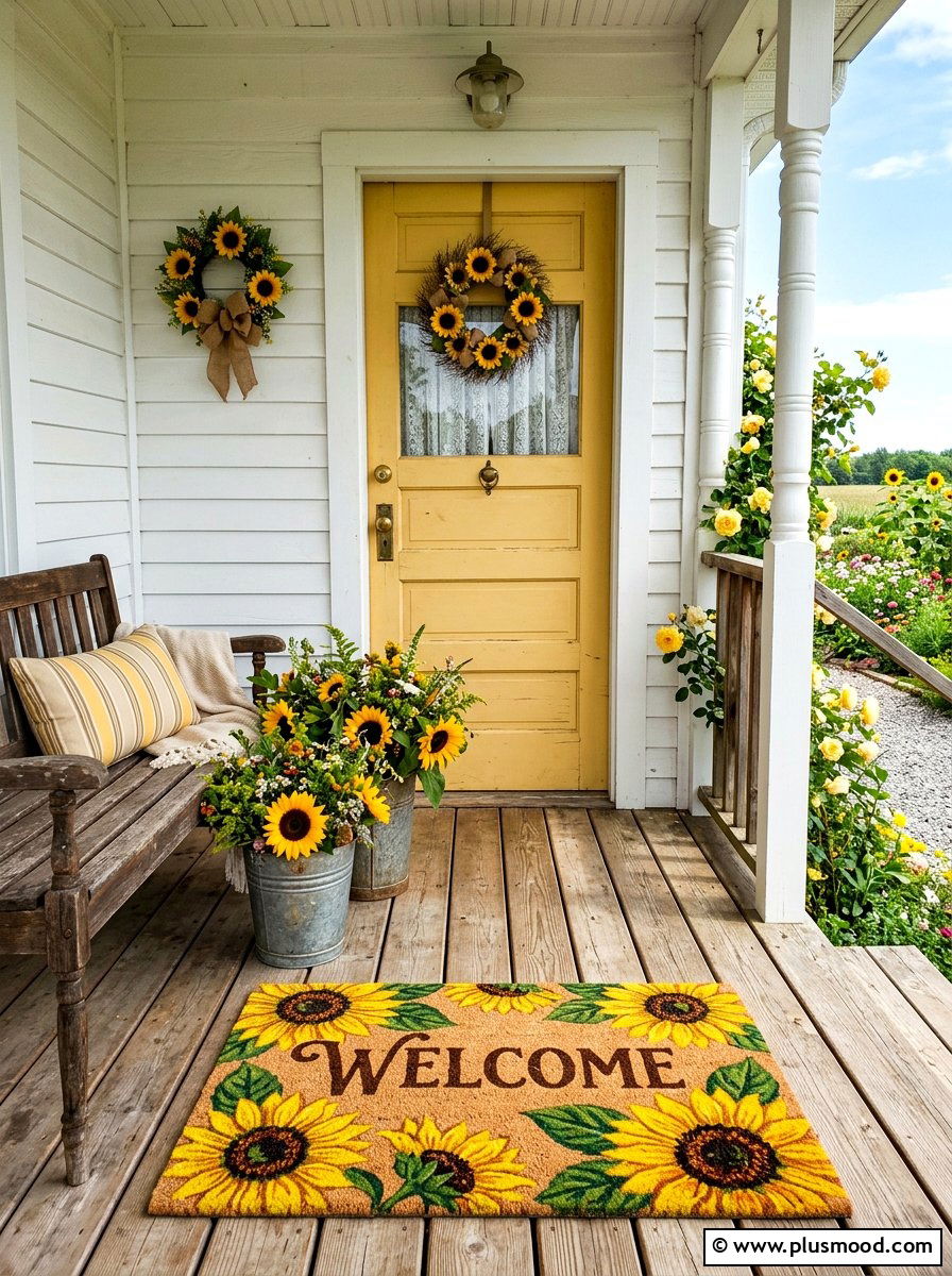 Sunflower doormat - 25 summer welcome mat ideas for summer