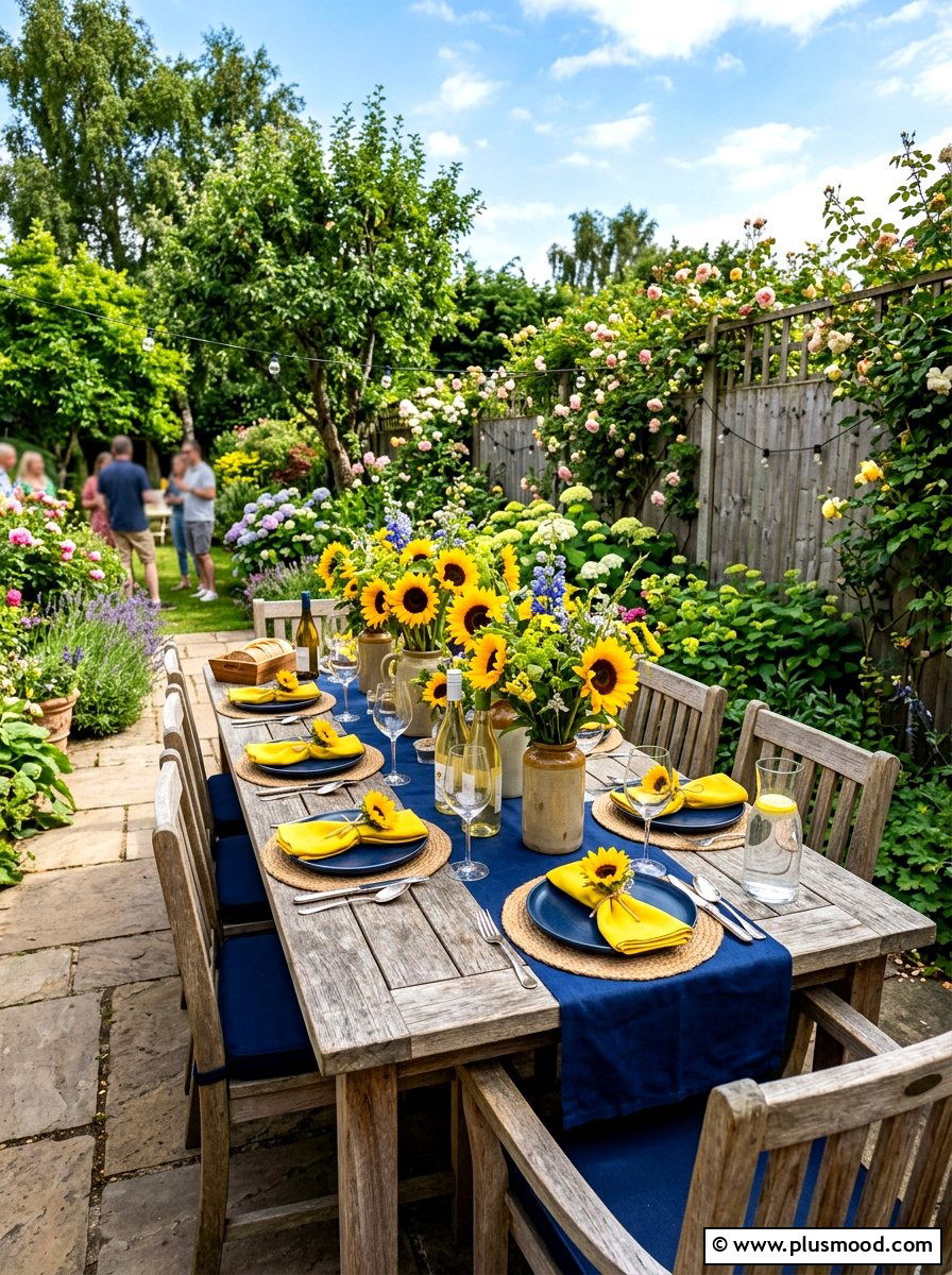 Sunflower summer dinner table - 25 summer dinner party table ideas