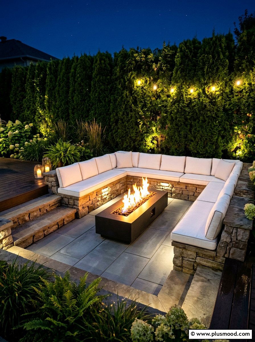 Sunken Fire Pit - 25 summer resort style backyard ideas