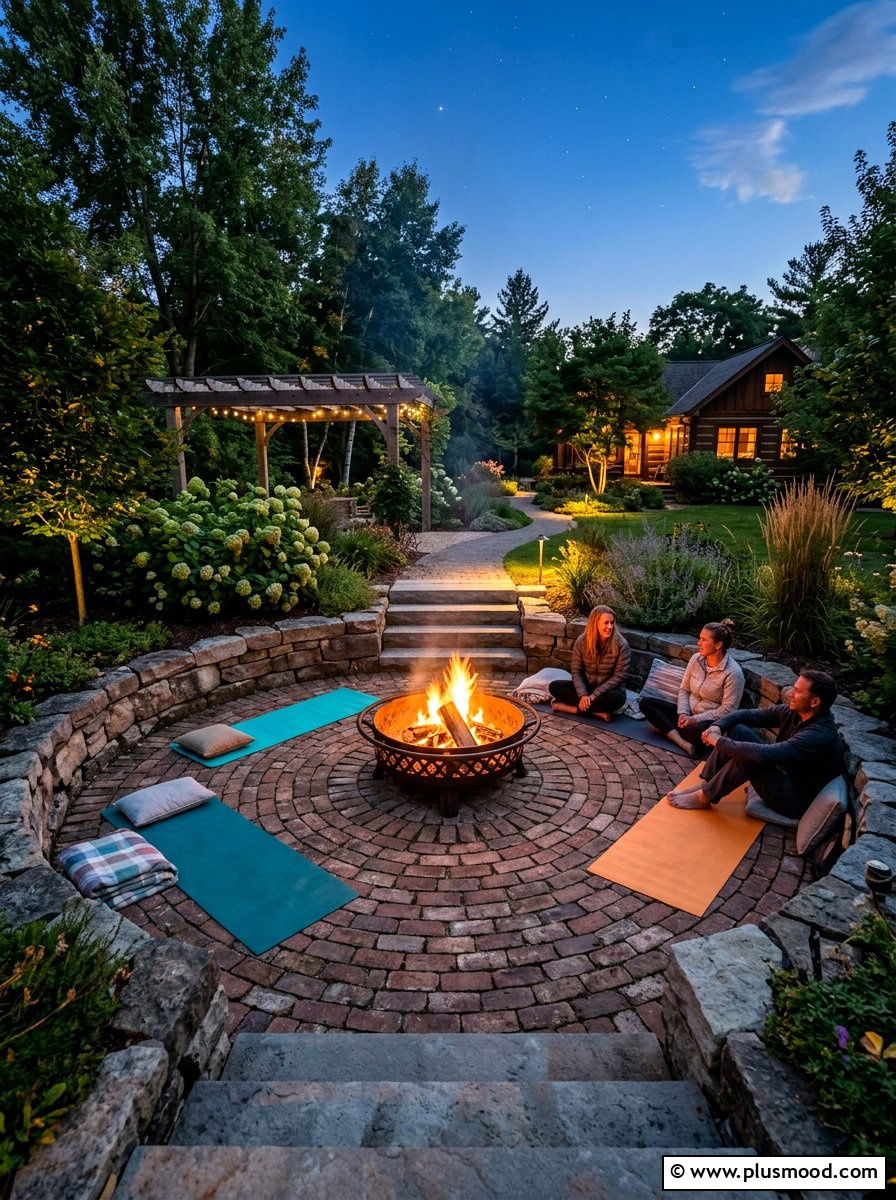 Sunken Fire Pit Area - 25 small backyard ideas with yoga space