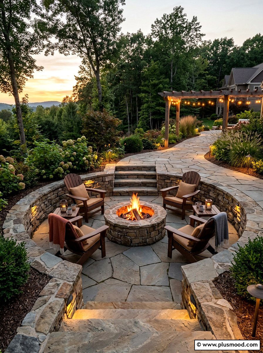 Sunken Fire Pit Patio - 25 small backyard ideas with raised patio