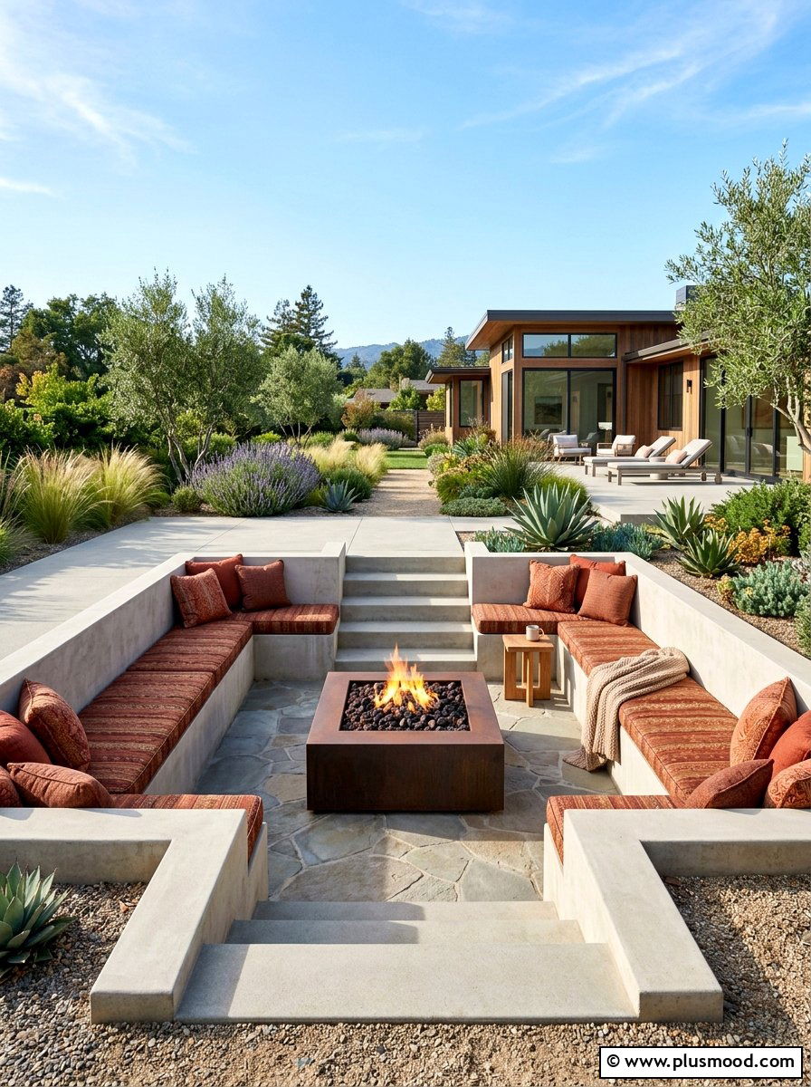 Sunken Fire Pit Seating - 25 summer backyard fire pit ideas