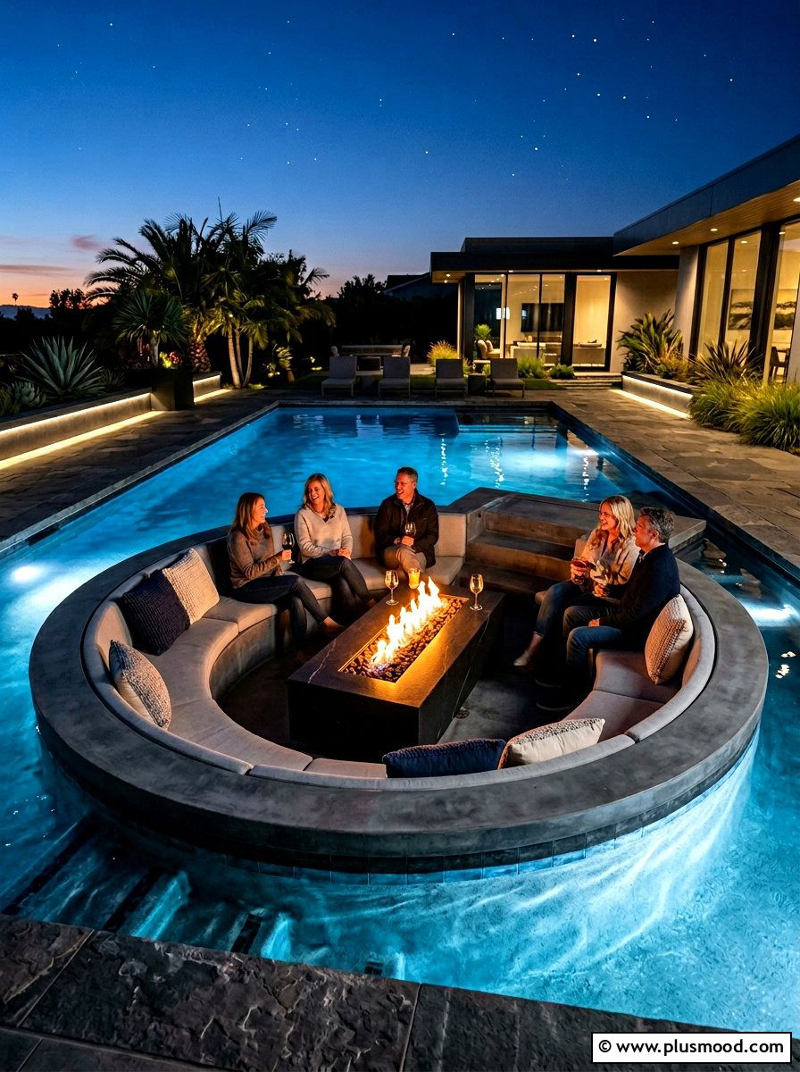 Sunken Pool Fire Pit - 25 pool landscaping ideas for contemporary homes