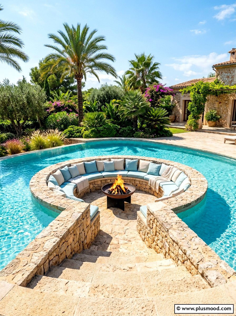 Sunken Pool Lounge - 25 summer modern pool backyard ideas